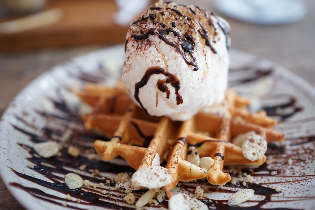 waffle, candy, ice cream